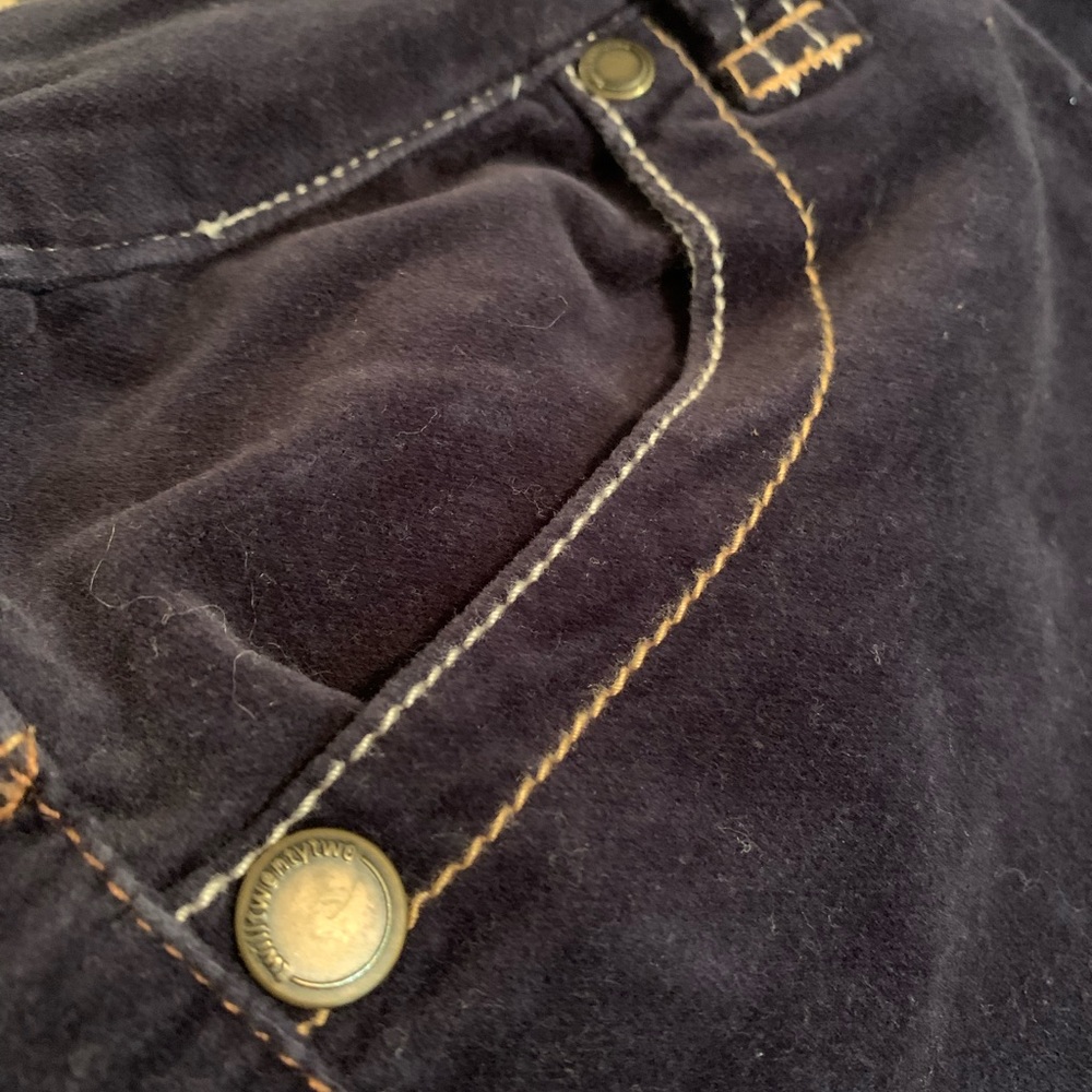 Navy Velvet Bootcut Low Waisted Pants - Picture 6 of 6